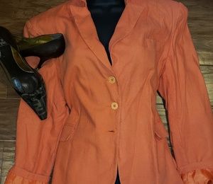 OSCAR de la RENTA Basics Orange Linen Blazer SZ34